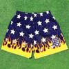 Shorts Americanos Masculinos Estampados Cintura Elástica Casual Fitness Mesh Respirável Esportivos Calças Curtas Basquete Corrida