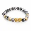 Pulseira Pixiu de obsidiana prateada para homens com um design único e estiloso, moderna e versátil, acessório de luxo leve e de alta qualidade para mulheres