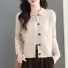 Suéter de punto estilo coreano 2026, nueva colección primavera/otoño, cárdigan corto elegante para mujer con cuello, top casual de color liso