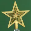 Decorações de Árvore de Natal de Natal glitter vermelho dourado prateado estrela de cinco pontas tridimensional acessórios para pendurar na árvore de Natal