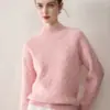 Suéter de Cachemira de Cuello Medio Alto para Mujer Suéter de Punto Trenzado Suéter Casual de Cachemira 100% Manga Larga Prenda Base
