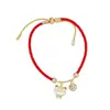Pulsera Roja de Cuerda Benming Zodiac Guochao Estilo Femenino Lujo Ligero Ojo de Gato Ojo de Tigre Cuerda Tejida a Mano Joyería de Mano Festiva