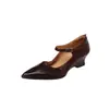 Zapatos Mary Jane de cuña de cuero lavable, estables y seguros, zapatos de vestir de punta con hebilla de cuero genuino de tacón medio, otoño 2026, para mujer