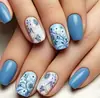 Set de Uñas Artísticas Transfronterizo Más Vendido de 24 Piezas, Colección Fresca y Colorida con Diseños Florales, Puntos, Uñas Postizas de Estilo Corto al por Mayor