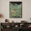 Nova Pintura Decorativa de Pavilhão de Paisagem Estilo Chinês, Arte de Parede Vintage Personalizada Verde Escuro para Hotel, Mural Grande para Hall de Entrada