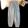 Pantalones de chándal de invierno para hombre, modernos, holgados, rectos, casuales, cropped, estilo Hong Kong, marca de moda, forrados de polar, versátiles, guapos, pantalones deportivos