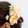 Acessórios Transfronteiriços Europeus e Americanos, Pente de Cabelo e Grampo de Cabelo Doces com Flores Artificiais, Ornamento de Cabelo de Flor Estilo Férias Boêmio com Franjas