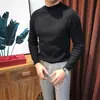 Suéter de punto para hombre, ajuste slim, cuello alto medio, para otoño e invierno, jersey de color liso, estilo coreano, tejido elegante y versátil para hombre