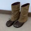 A fábrica está produzindo mercadorias! Botas de tornozelo estilo ballet, bico redondo, laço, retalhos plissados empilhados, aumento interno de altura, finas, versáteis