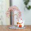 Árbol de la Fortuna de Grava de Citrino Natural al por mayor, Adornos de Gato de la Suerte, Árbol de la Vida de Cristal, Piezas de Ágata, Adornos de Escritorio