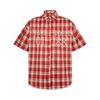3657-1 Retrô Americano 2025 High Street Bordada Design de Nicho Masculina Avançada Xadrez Manga Curta Camisa