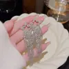 Pendientes de Moda Coreana Populares de Gama Alta Estilo Coreano Pendientes Largos con Borla de Diamante Completo Diseño Pendientes de Estrella para Mujer