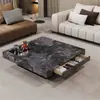 Mesa de Centro de Ardósia para Sala de Estar, Combinação Minimalista Moderna de Luxo Leve Estilo Italiano, Mesa Quadrada Doméstica de Modelo Novo para Apartamento Pequeno de Alto Padrão, Popular Online