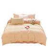 Juego de Cama Estilo Pastoral de Hilo Doble Clase A Super Suave de Cuatro Piezas Cubierta de Edredón Rosa de Jacquard de Algodón Puro Sábanas Ropa de Cama Cama Sábanas