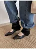 Botines retro de punta cuadrada para mujer con correas tejidas, aumento interno de altura, tacón bajo, botas de ajuste ceñido, botines sencillos de piel de oveja estilo desierto occidental