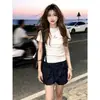 2026 Camiseta de Verano de Alta Gama para Viajes Diarios Elegante de Cuello Redondo Manga Corta para Mujer Corte Ajustado Estilo Chica Caliente Deseo Puro Top Chic