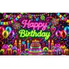 Pano de Fundo Transfronteiriço Amazon Fluorescente Feliz Aniversário Decoração Primeiro Aniversário Banner Arranjo Atmosfera de Festa Bandeira