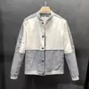 Chaqueta para Hombre Nueva Blanca Pura Cuello Redondo Corte Delgado 2025 Chaqueta de Patchwork para Hombres Jóvenes Moderna Primavera y Otoño Casual
