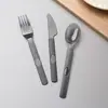 Set de Cuchillo, Tenedor y Cuchara Desechables, Cubiertos Engrosados para Comida para Llevar, Comida Occidental, Cucharas de Postre, Empacados Individualmente, Venta al por Mayor, Se Puede Imprimir con Logo