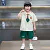 Conjunto de Camisa Polo para Niños Atuendo de Verano 2026 Nuevo Elegante Conjunto de Dos Piezas para Niños Frescos, Ropa Delgada de Verano para Niños