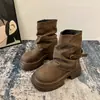 Botas Martin para Mujer 2026 Otoño Nuevo Estilo Botines de Suela Gruesa, Populares Botas Melard Apiladas para Mujer, Botines Ajustados