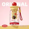 Vaso de Agua de Plástico de Verano para Niñas Alta Apariencia Dibujos Animados Lindo Portátil Vaso de Agua Deportivo Grado Alimenticio Resistente a Altas Temperaturas Vaso con Popote