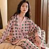 Pijama feminina atacado transfronteiriço primavera e outono novo algodão imitação manga comprida senso de alta qualidade doce casual fofo roupa de casa terno