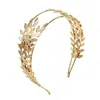 Faixa de Cabeça Dourada Folha Europeia e Americana para Casamento Noiva Estilo Floresta Ramo de Oliveira Acessório de Cabelo Folha Espiga de Trigo Coroa Faixa de Cabeça para Mulheres