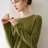 Suéter de Cashmere 100% Puro Outono Inverno Feminino Gola Redonda Pulôver Solto Tricô Suéter Quente Camada Base Aderente Macia Elegante