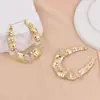 Moda Retro Europea y Americana Exagerados Dorados de Bambú Personalizados de Mariposa con Diamantes Pendientes Elegantes de Gama Alta para Mujer Venta al por Mayor