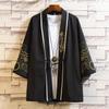 Verano Nuevo Estilo Japonés Cárdigan de Siete Mangas Bordado de Dragón Redondo Hanfu Estilo Chino Ropa Retro de Moda para Hombre Protección Solar