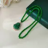 Nueva Cadena de Suéter Estilo Chino Larga de Gama Alta Nuevo Collar Largo con Cuentas Verdes Accesorios de Joyería Versátiles Otoño e Invierno Retro
