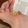 Anillo de Diamante Amarillo de la Suerte Vintage de la Edad Media Dibujado con Alambre Diseño para Mujer Nicho de Moda Lujo Ligero Anillo Delicado de Alta Gama