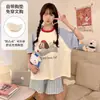 Pijama Nuevo de Verano para Mujer con Copas en el Pecho, Shorts de Manga Corta, Lindo Diseño de Perro Dóberman de Dibujos Animados, Estilo Delgado, Conjunto de Ropa de Casa para Niña