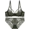 Conjunto de Lingerie Sexy de Renda Transfronteiriço para Mulheres, Sutiã Push-Up para Seios Pequenos, Conjunto de Sutiã Fino e Confortável Respirável com Suporte Lateral para os Seios