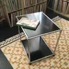 Estante de Almacenamiento de Vidrio Templado Carrito Pequeño Estilo Ins de Acero Inoxidable con Ruedas Mesa de Café Mesa Lateral Móvil para Sofá Carrito de Comedor Mesa de Té