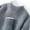 Suéter informal de punto de cachemira para hombre Bai Cai Rong, cuello alto medio, nuevo para otoño e invierno, estilo relajado, suéter liso