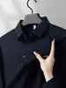 Camisa masculina de manga longa de alta qualidade em nylon-spandex, sem costura, espessa, dinâmica, resistente a rugas, não amassa, cor sólida para o dia a dia no trabalho