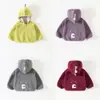 Roupas de bebê para outono e inverno, jaqueta com capuz quentinha forrada de fleece para meninos e meninas, blusa de desenho animado para bebês e crianças pequenas, disponível para atacado