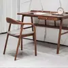 Mesa y sillas de comedor de madera maciza nórdica, silla de comedor para el hogar, silla con respaldo de color nogal para estudio y oficina, silla de té estilo mid-century Shumeite