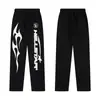 Exportación Transfronteriza Nueva Marca de Moda Europea y Americana Hellstar Hellstar Pantalones Casuales Lavados en Negro con Estampado y Desgastados para Hombre