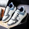Tênis Casuais com Cadarço e Combinação de Cores Estilo College Masculino de Cano Baixo Sapatos da Moda Primavera e Outono Sapatos Esportivos Brancos