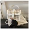 Bolso pequeño cuadrado con textura de color sólido simple de estilo coreano para mujer, bolso bandolera de lana a cuadros de invierno 2024