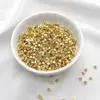 Acessórios de contas cúbicas de ouro 18K Au750, contas espaçadoras com furo passante, contas quadradas brilhantes que não desbotam para pulseiras e colares DIY