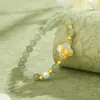 Pulsera Original de Cosas Buenas de Loto Plata de Ley Estilo Chino Retro Pulsera de Jade Hetian Loto Dorado Antiguo Pulsera de Trébol de Cuatro Hojas