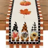 Camino de mesa de Acción de Gracias de otoño con estampado de calabaza y hoja de arce, Decoración navideña para mesa de comedor, mesa de centro y cubierta de mueble de entrada