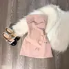 Vestido Tubinho Rosa com Laço Tridimensional Estilo Coreano para Mulheres, Estilo Puro Desejo Primavera e Verão, Vestido Curto Sexy que Marca a Cintura