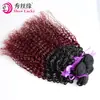 Peluca Africana para Mujer, Extensiones de Cabello Pequeño Rizado Borgoña, Paquetes de Tejido de Cabello Humano Rizado Kinky
