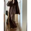 Pijama retro y dulce estilo francés con cuello en V para mujer, nueva colección de otoño, holgado y casual, de manga larga y pantalón largo, adecuado para usar en casa o como prenda exterior