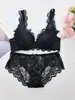 Conjunto de sutiã de renda roxa plus size com aro, conjunto de lingerie push-up de V profundo, fornecimento de comércio exterior transfronteiriço